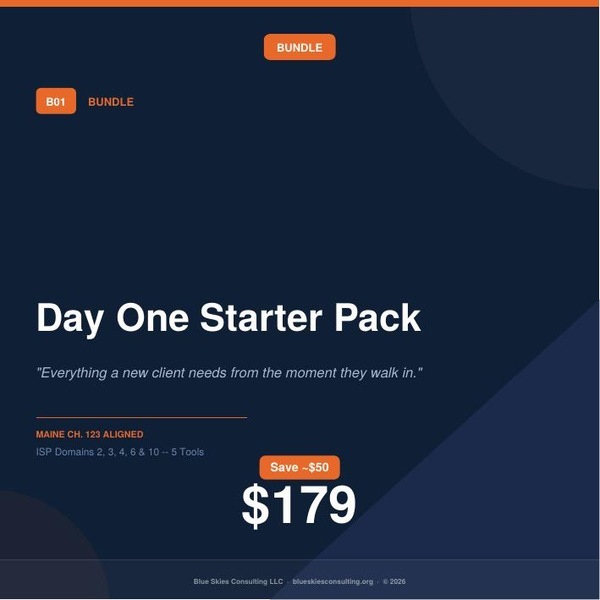 Bundle 1 Day One Starter Pack | Maine Ch. 123 Client Admission Bundle — 5 Clinical Tools image