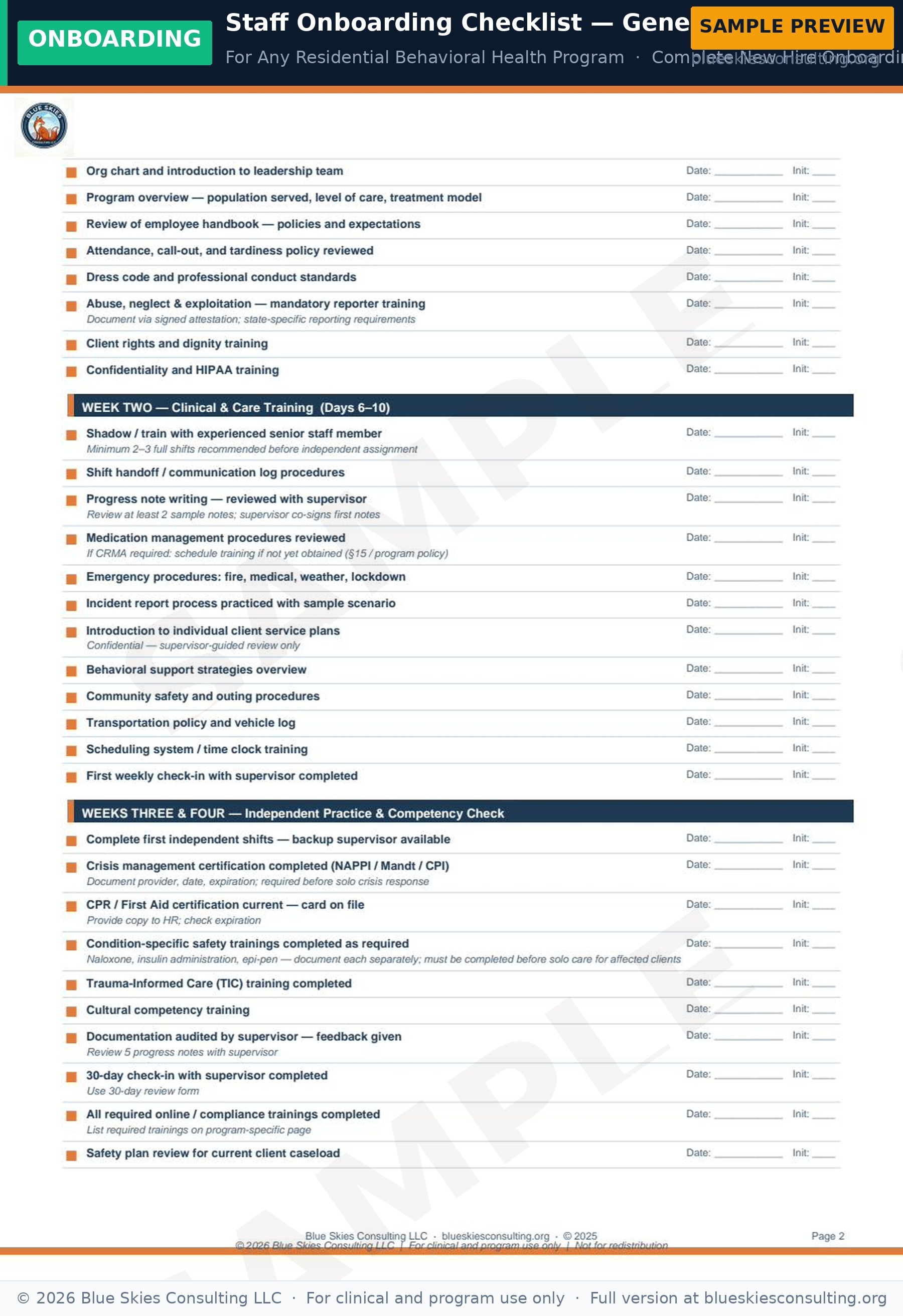 Guide 09 Staff Onboarding Checklist — General