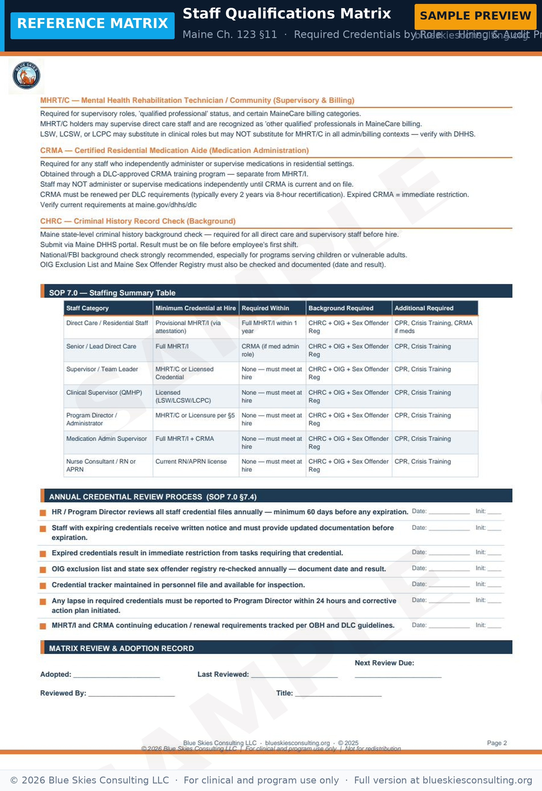 Guide 11 Staff Qualifications Matrix-1