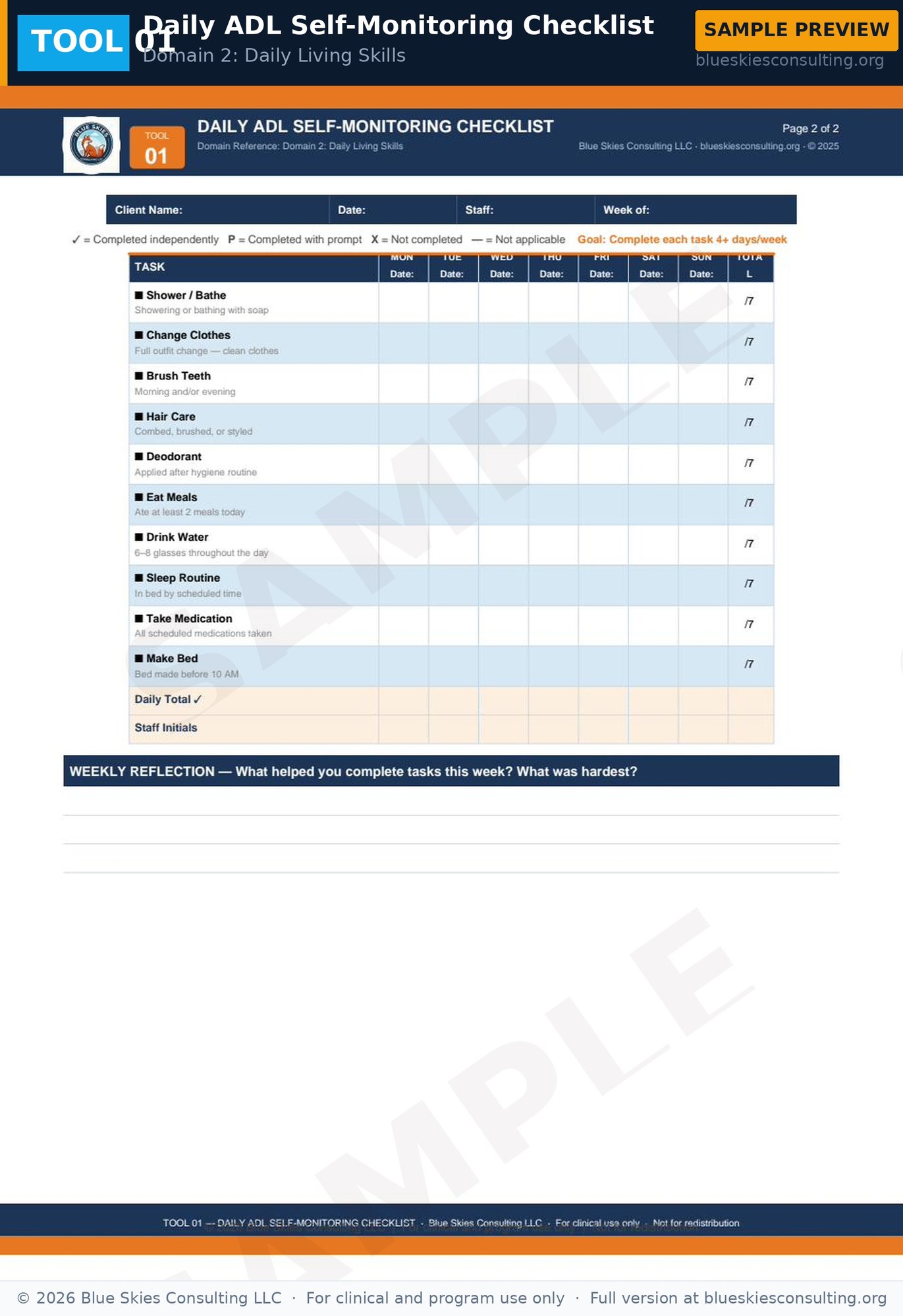 BSC_Sample_Tool01_Daily_ADL_Self-Monitoring_Checklist BSC_Sample_Tool01_Daily_ADL_Self-Monitoring_Checklist