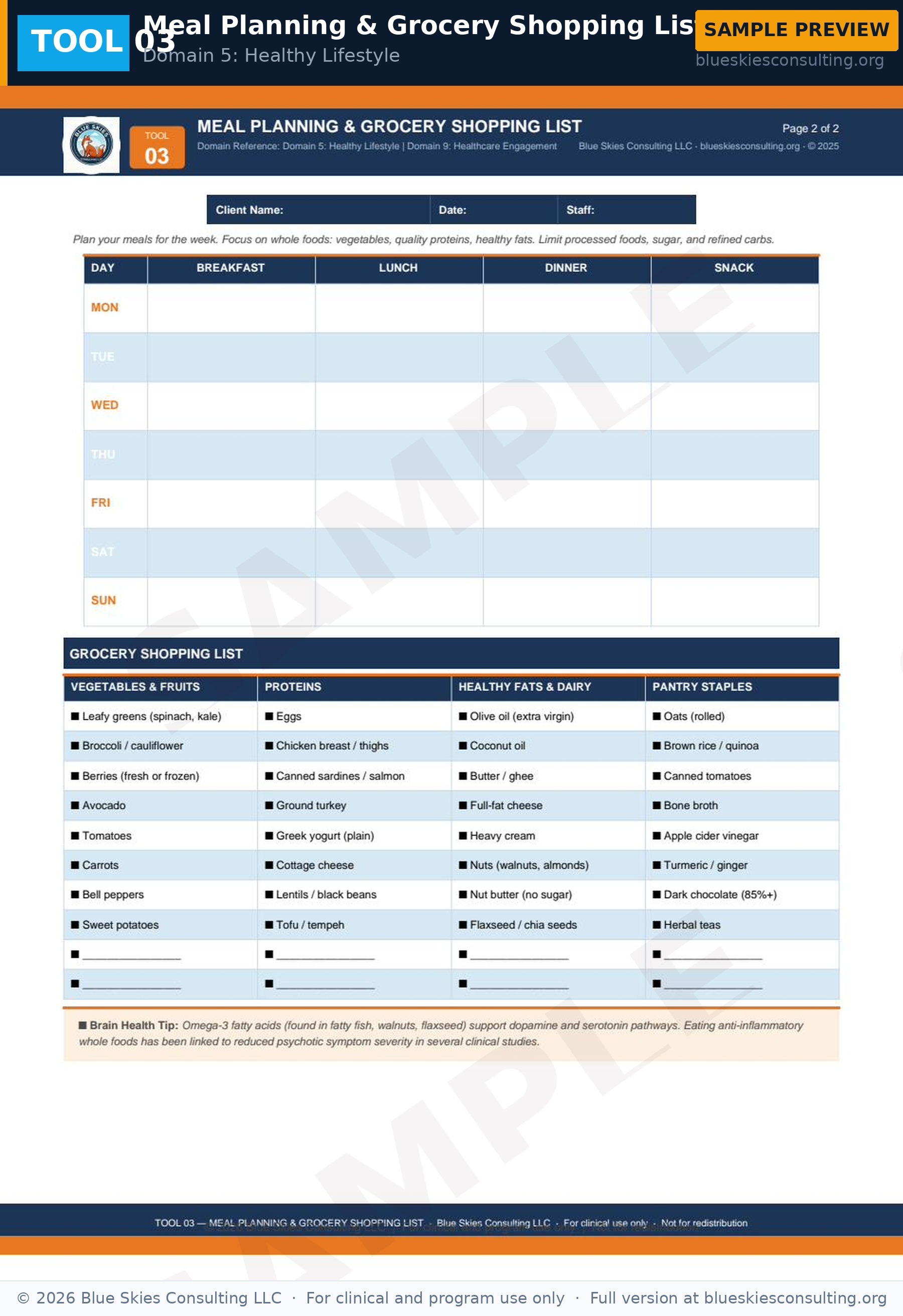 TOOL 03 Meal Planning & Grocery Shopping List