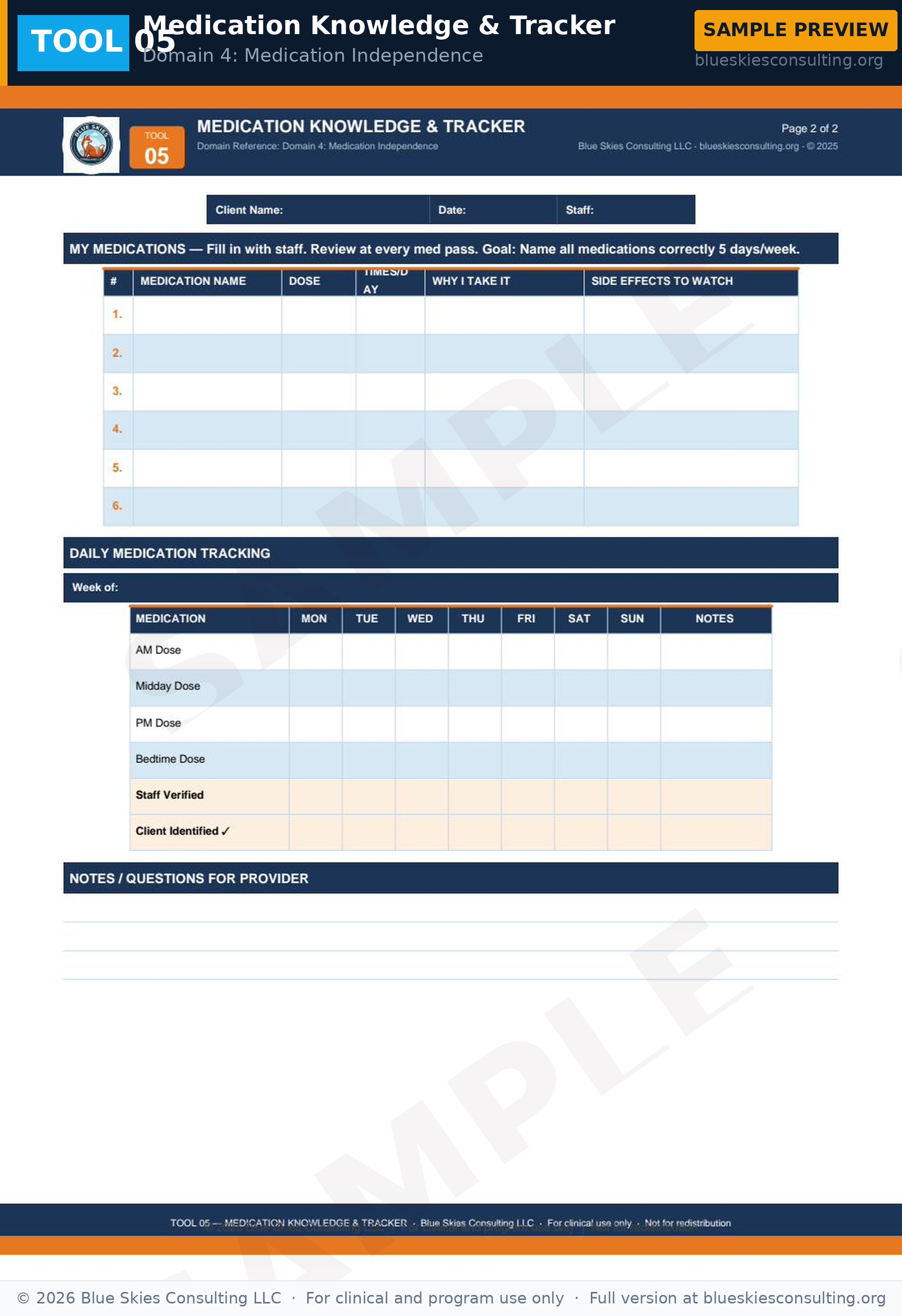 TOOL 05 Medication Knowledge & Tracker 