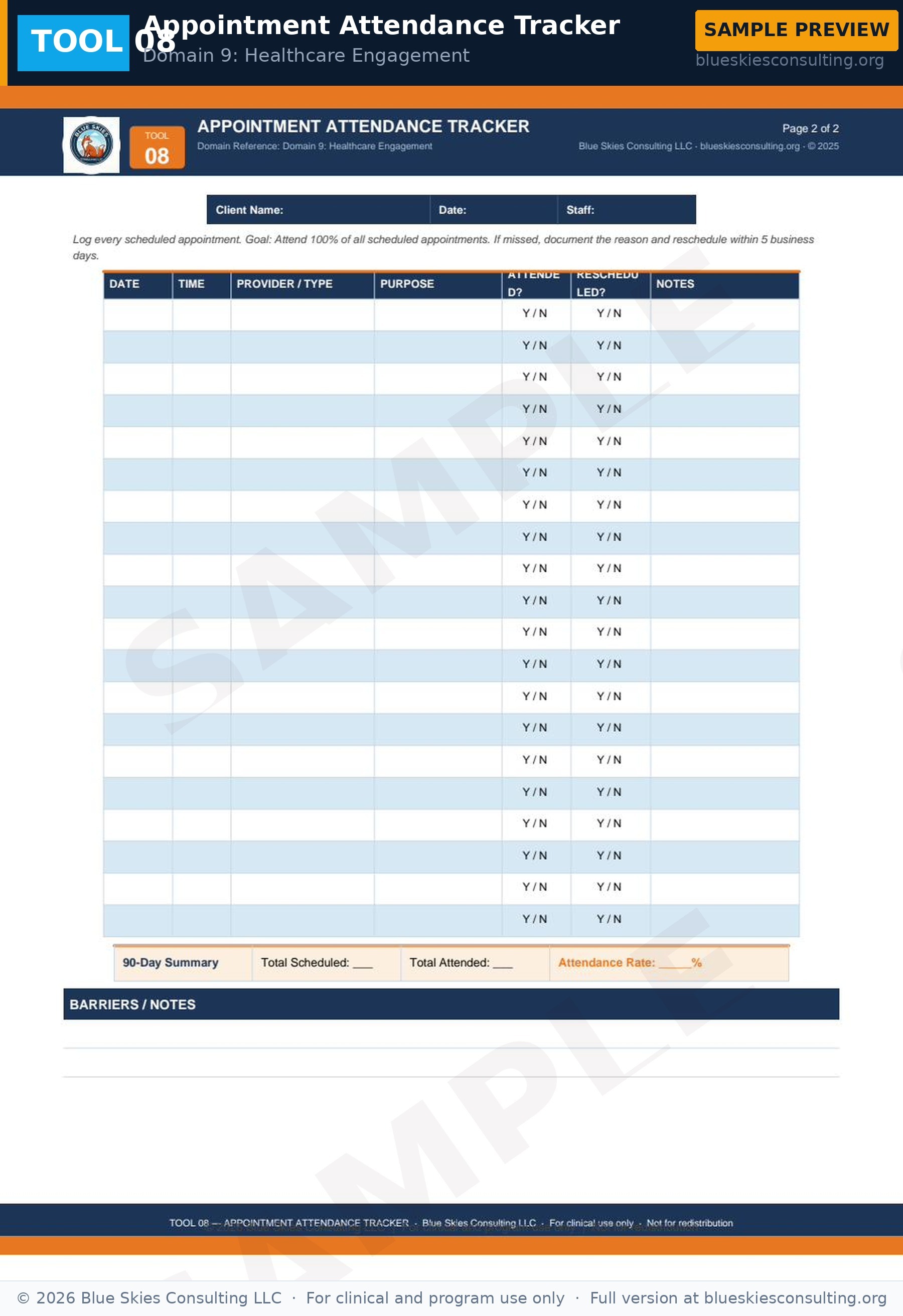 TOOL 08 Appointment Attendance Tracker 
