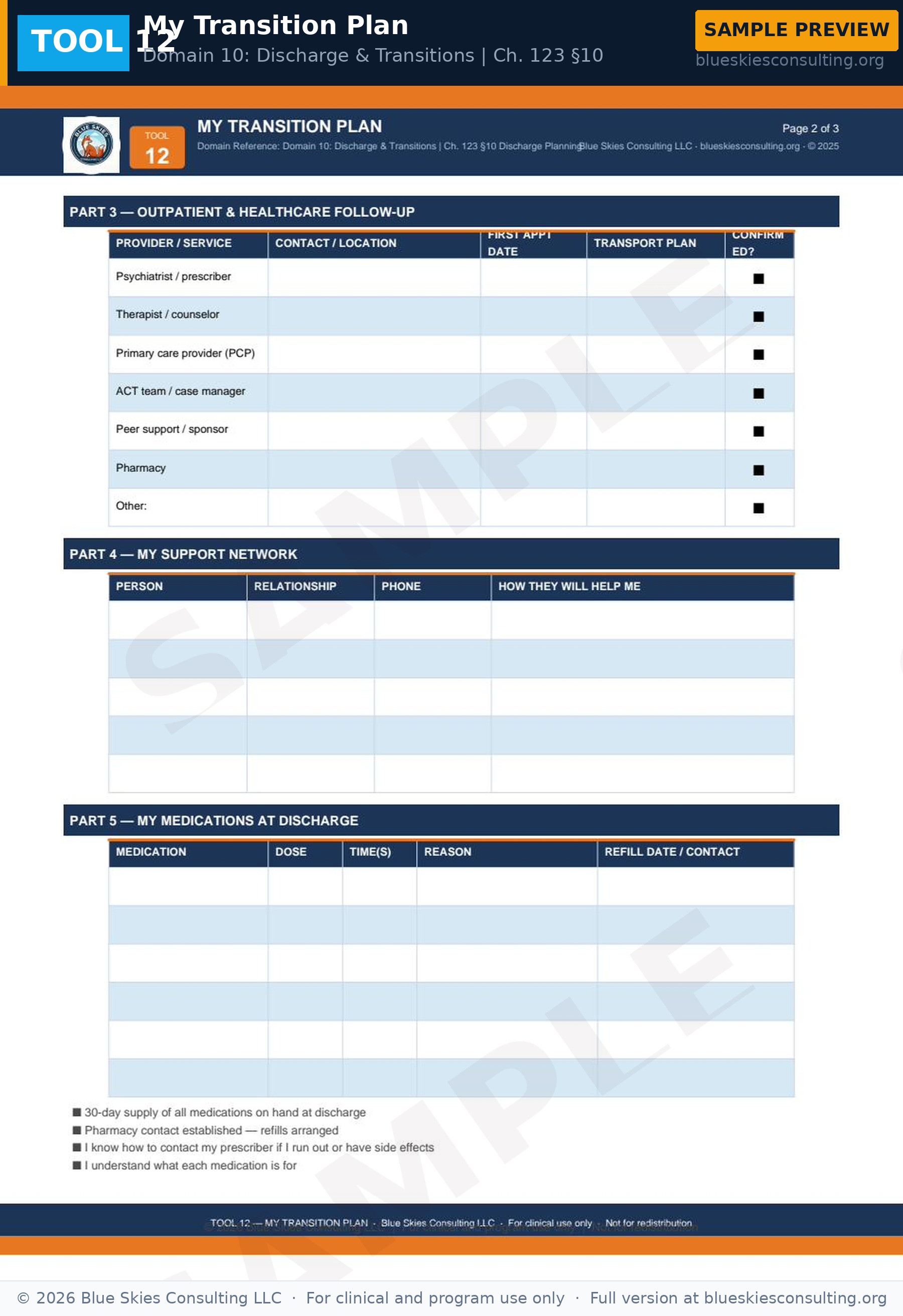TOOL 12 My Transition Plan 