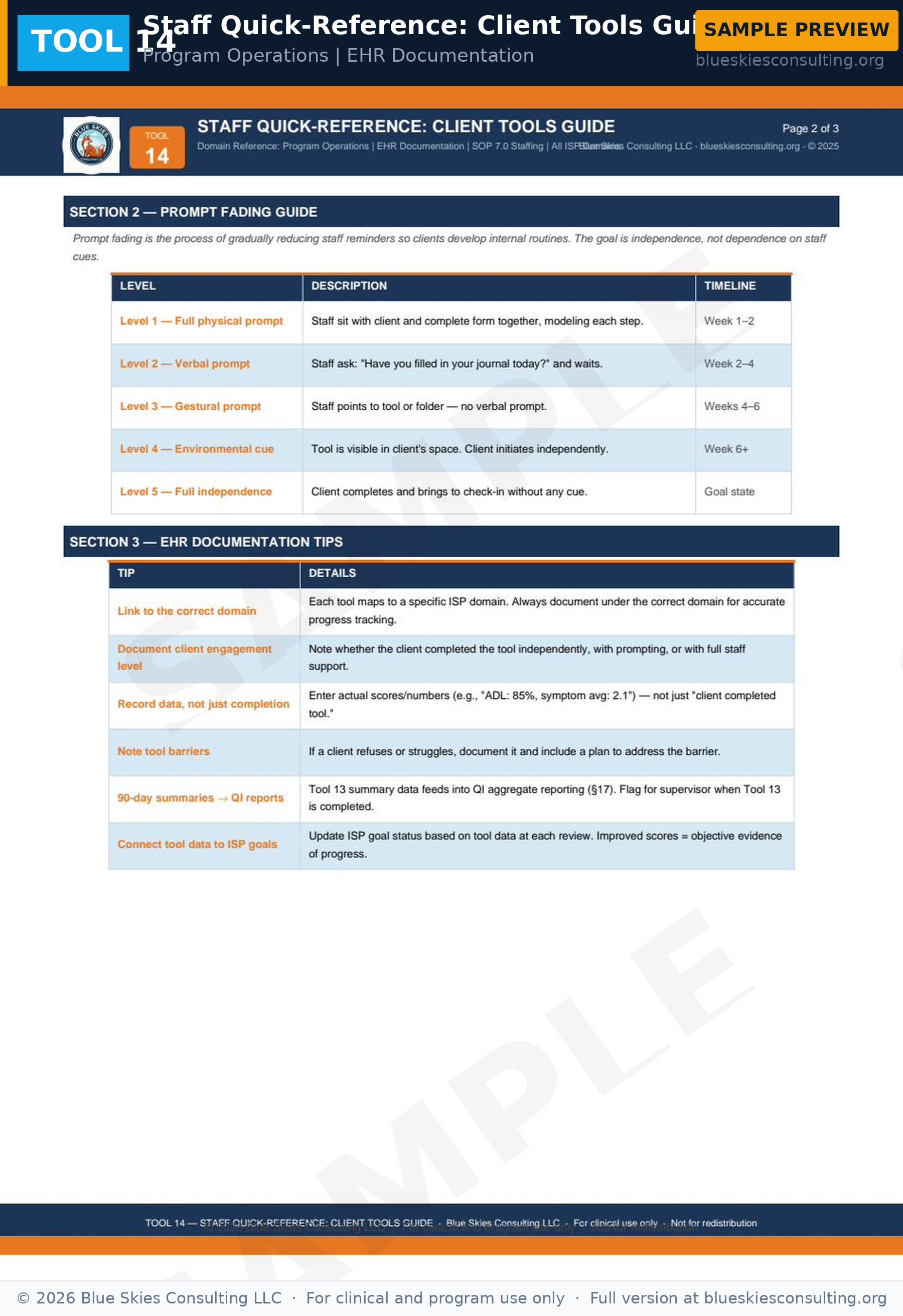 TOOL 14 Staff Quick-Reference: Client Tools Guide 