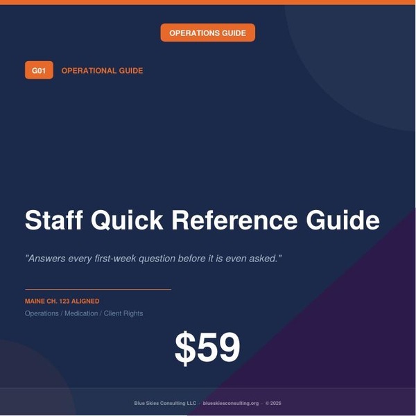 Guide 01 Staff Quick Reference Guide | Maine Ch. 123 Residential Behavioral Health Operations image