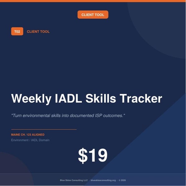 TOOL 02 Weekly IADL Skills Tracker | Maine Ch. 123 Residential Behavioral Health Tool image