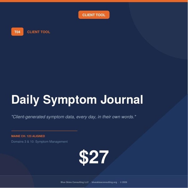 Tool 04 Daily Symptom Journal | Maine Ch. 123 Residential Behavioral Health Clinical Tool image