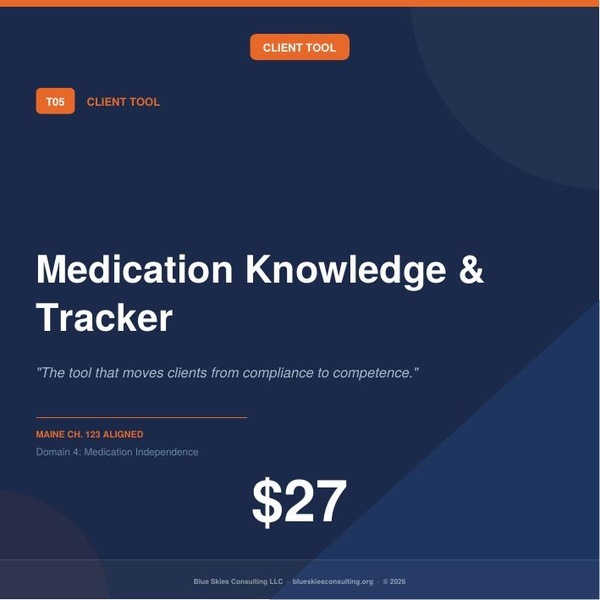 Tool 6 Medication Knowledge & Tracker | Maine Ch. 123 Residential Behavioral Health Tool image