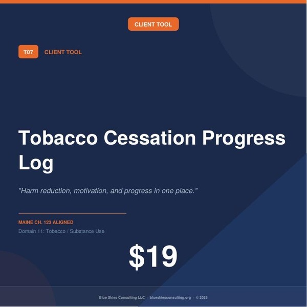 Tool 07 Tobacco Cessation Progress Log | Maine Ch. 123 Residential Behavioral Health Tool image