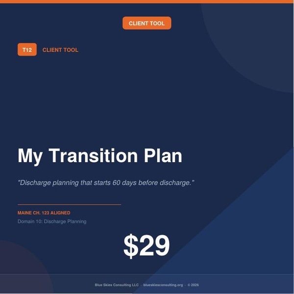Tool 12 My Transition Plan | Maine Ch. 123 Residential Behavioral Health Discharge Tool image