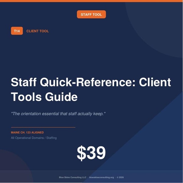 Tool 14 Staff Quick-Reference: Client Tools Guide | Maine Ch. 123 Residential Staff Tool image
